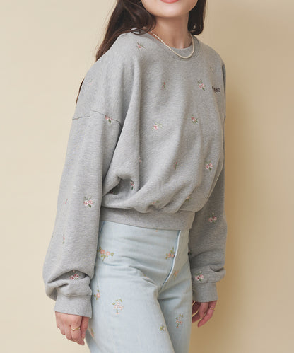 エンブロイダリースウェットトップス Floral Garden Embroidery