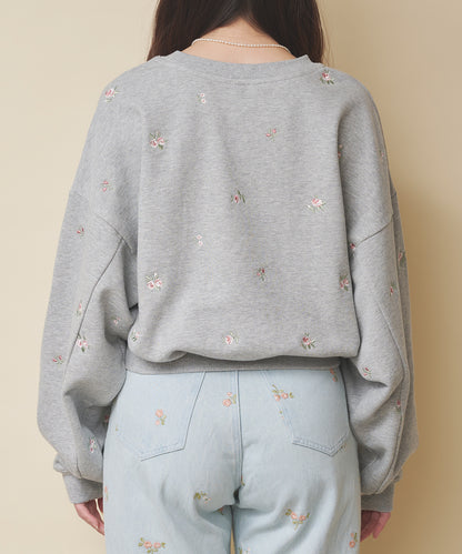 エンブロイダリースウェットトップス Floral Garden Embroidery