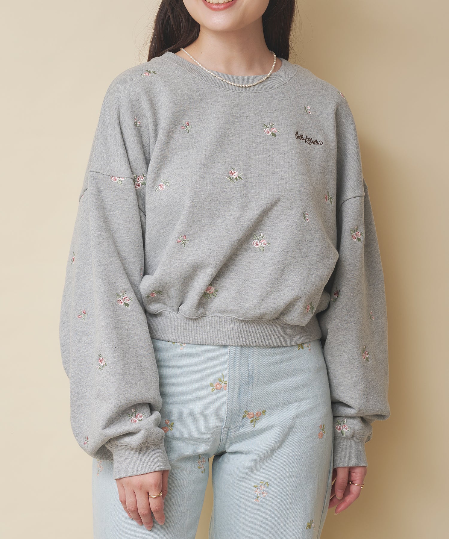 エンブロイダリースウェットトップス Floral Garden Embroidery