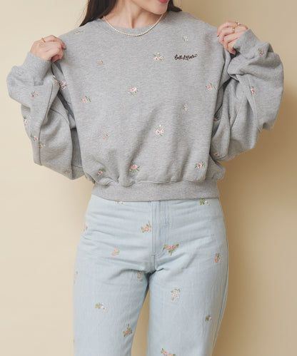 エンブロイダリースウェットトップス Floral Garden Embroidery