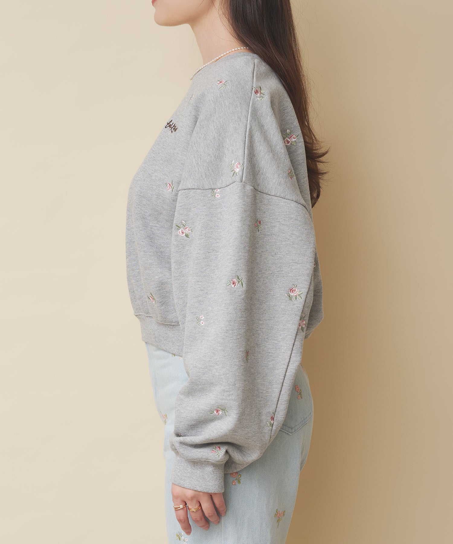エンブロイダリースウェットトップス Floral Garden Embroidery