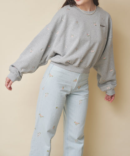 エンブロイダリースウェットトップス Floral Garden Embroidery