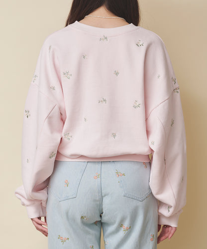 エンブロイダリースウェットトップス Floral Garden Embroidery