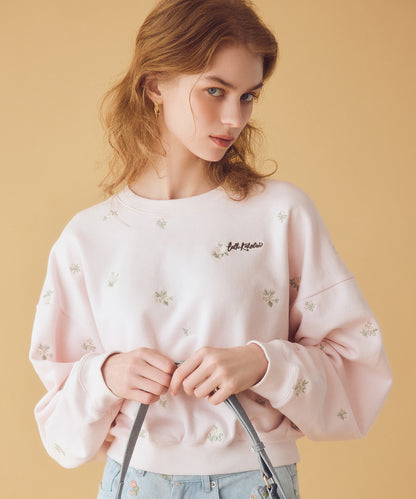 エンブロイダリースウェットトップス Floral Garden Embroidery