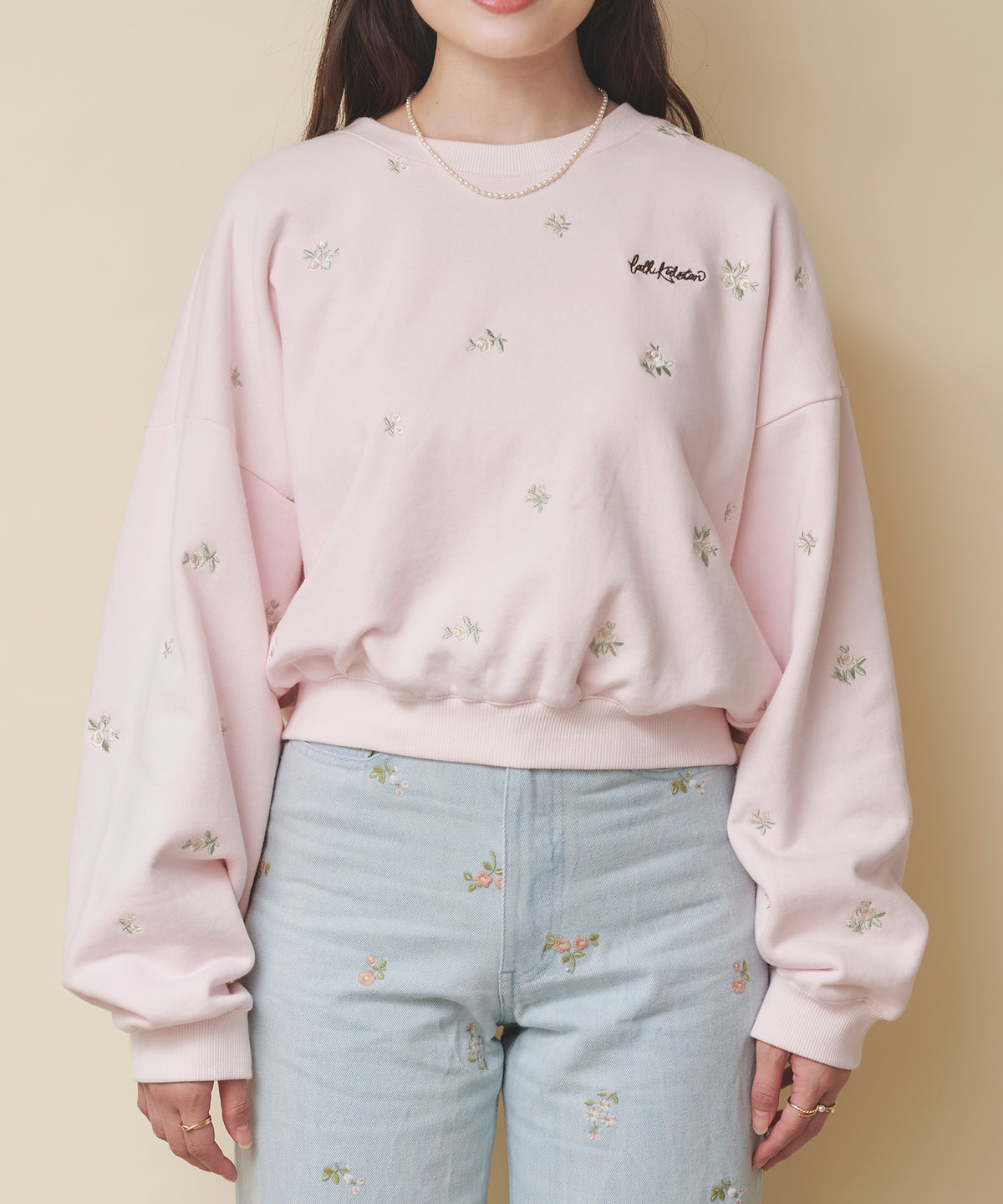 エンブロイダリースウェットトップス Floral Garden Embroidery