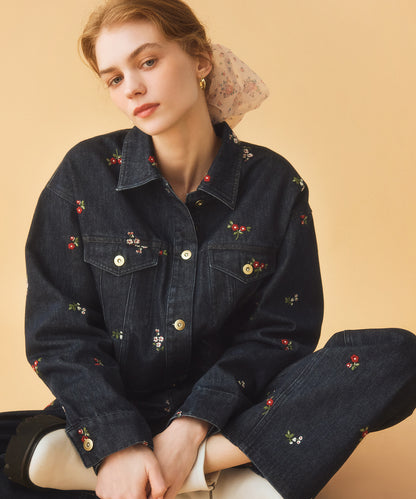 エンブロイダリーデニムジャケット Ditsy Floral Embroidery