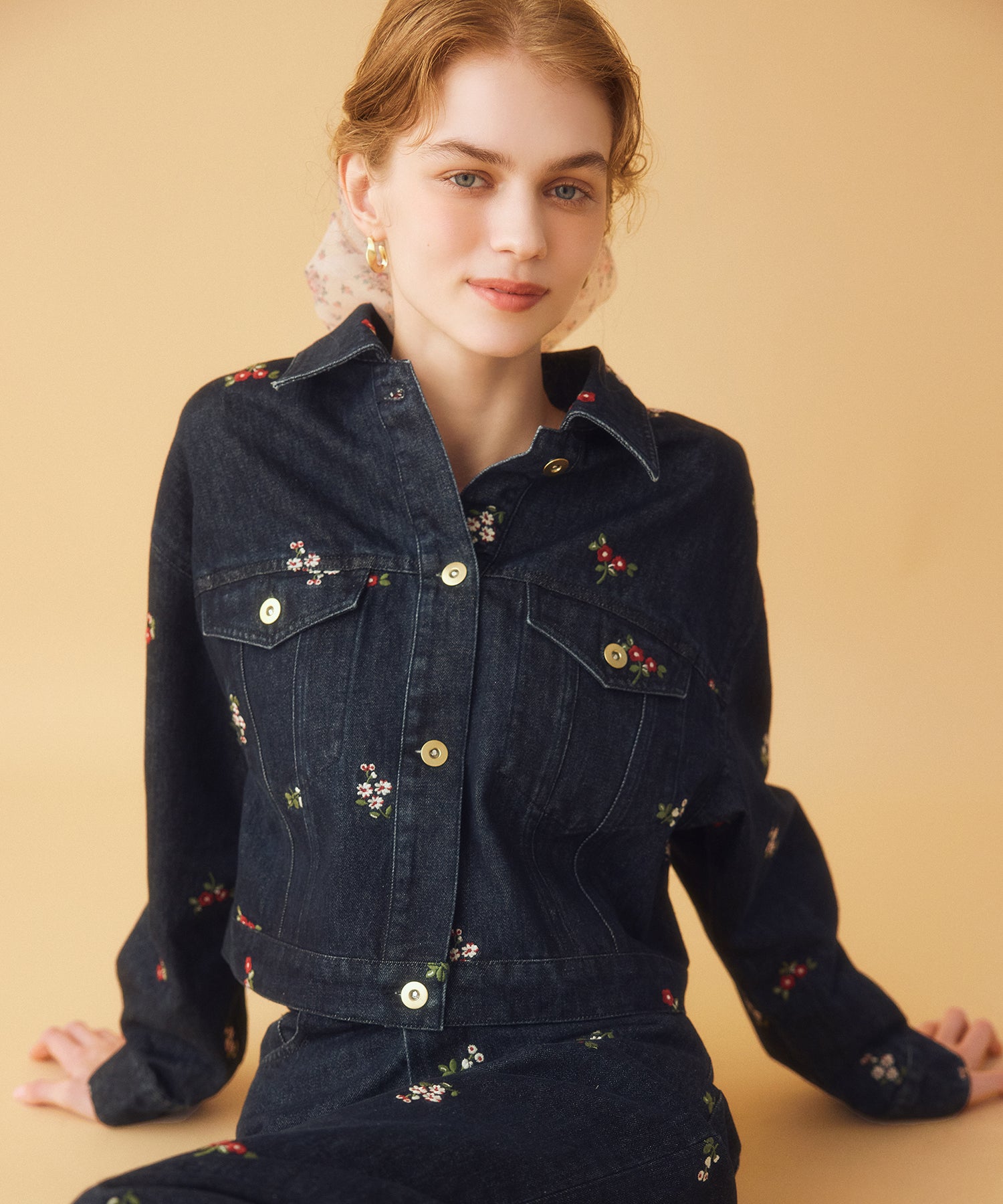 エンブロイダリーデニムジャケット Ditsy Floral Embroidery