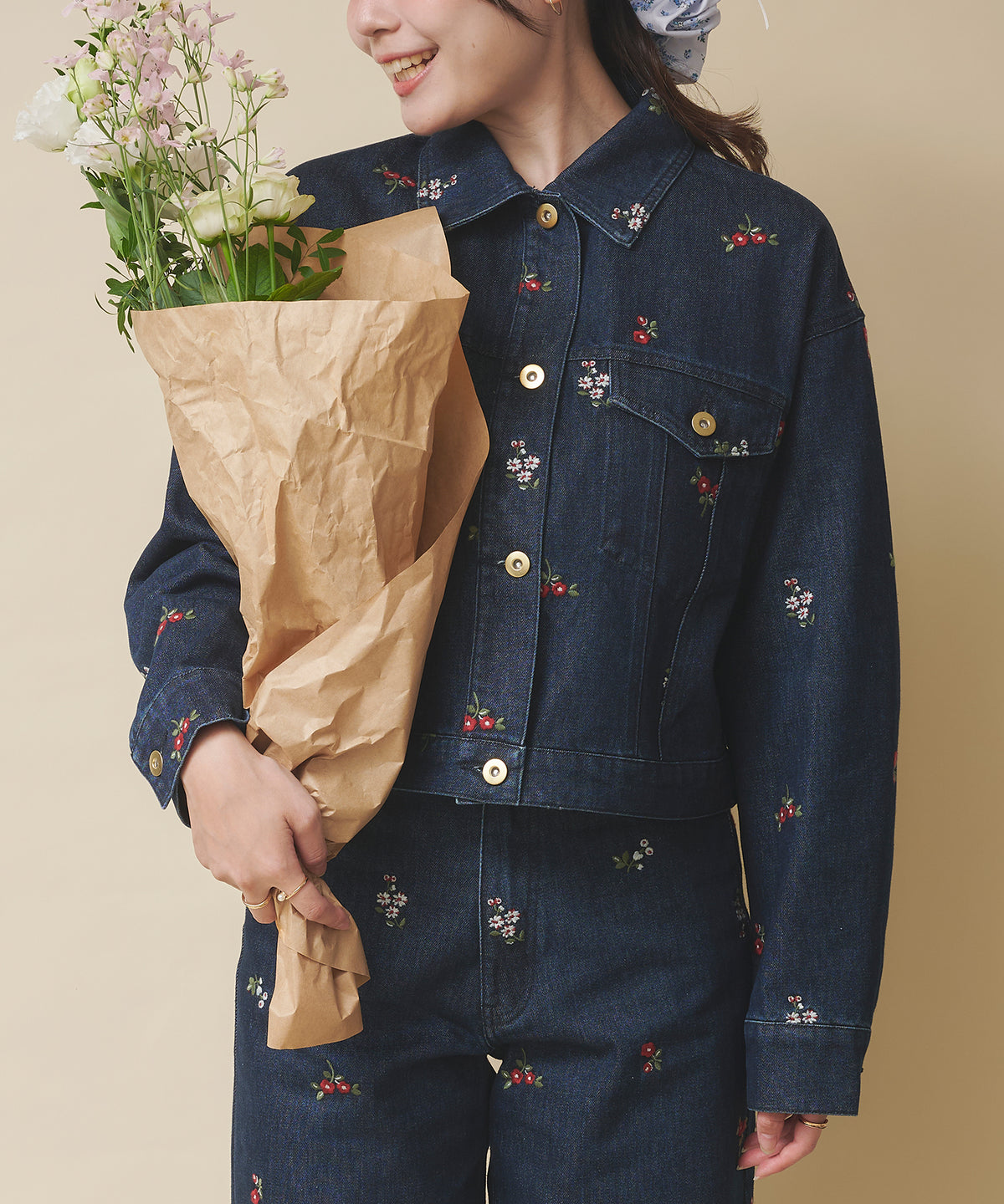 エンブロイダリーデニムジャケット Ditsy Floral Embroidery