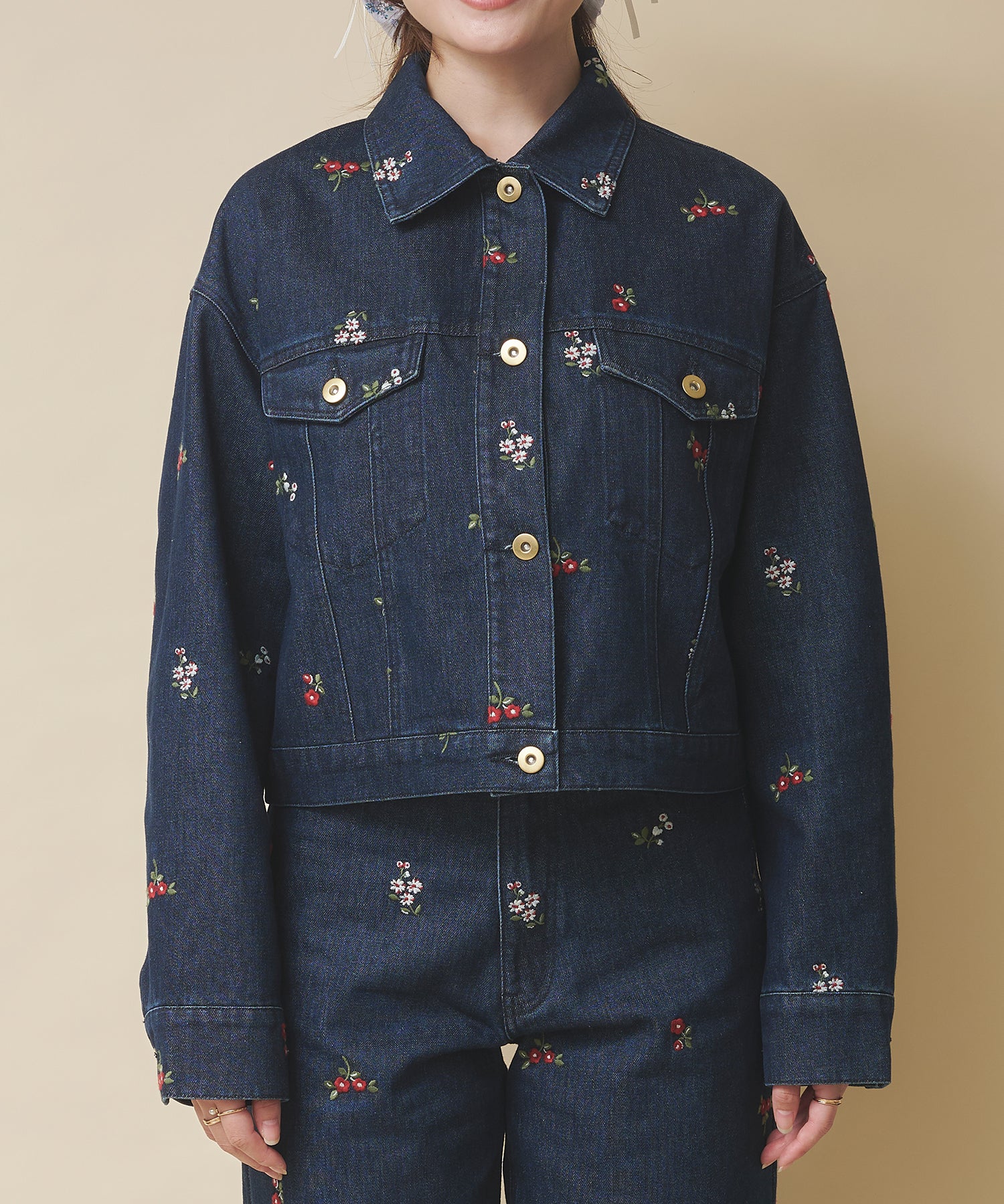 エンブロイダリーデニムジャケット Ditsy Floral Embroidery