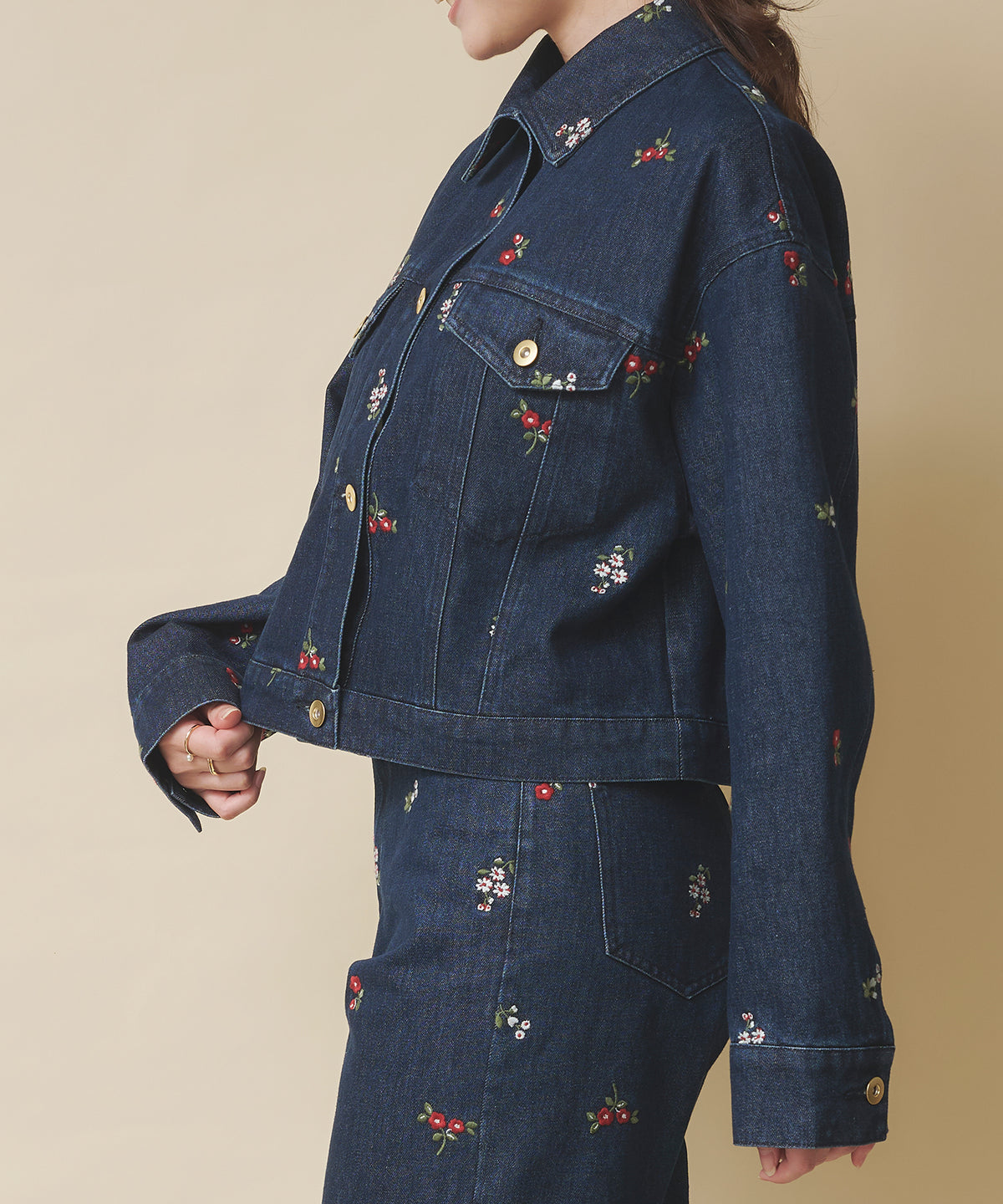 エンブロイダリーデニムジャケット Ditsy Floral Embroidery