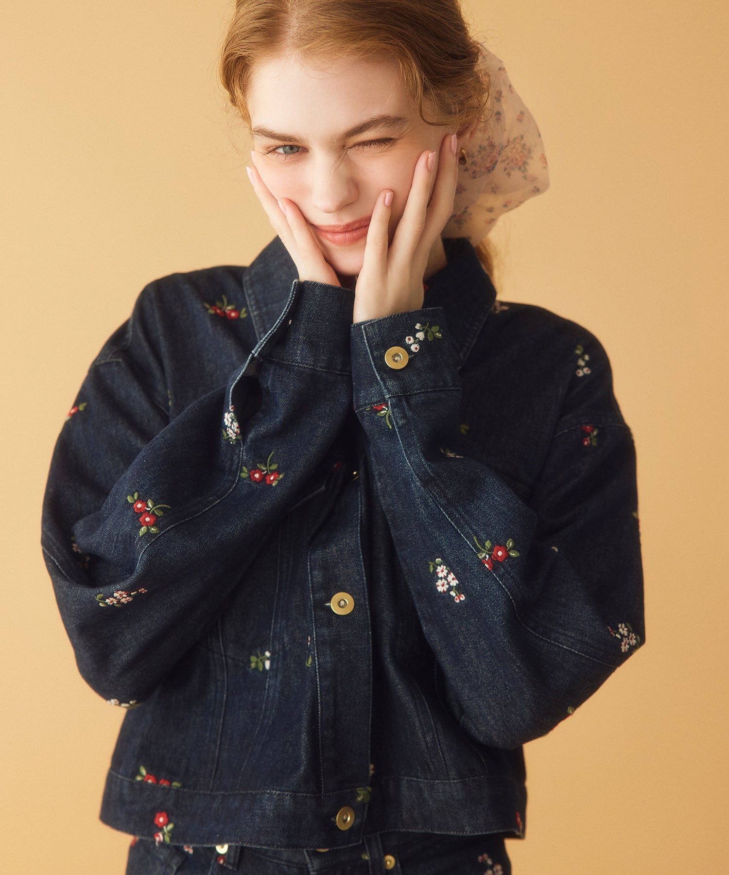 エンブロイダリーデニムジャケット Ditsy Floral Embroidery
