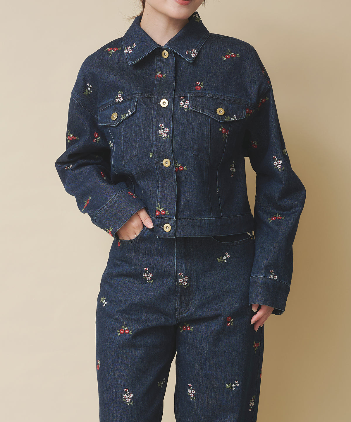 エンブロイダリーデニムジャケット Ditsy Floral Embroidery