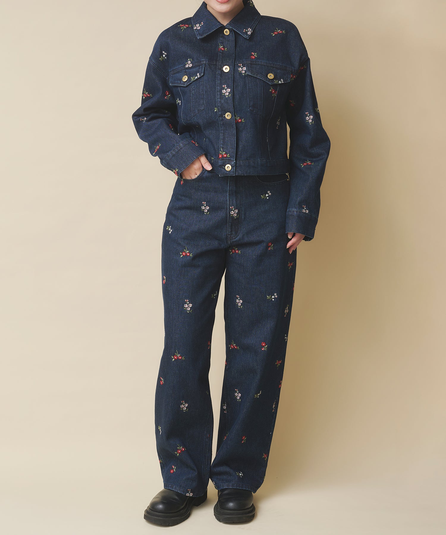 エンブロイダリーデニムジャケット Ditsy Floral Embroidery