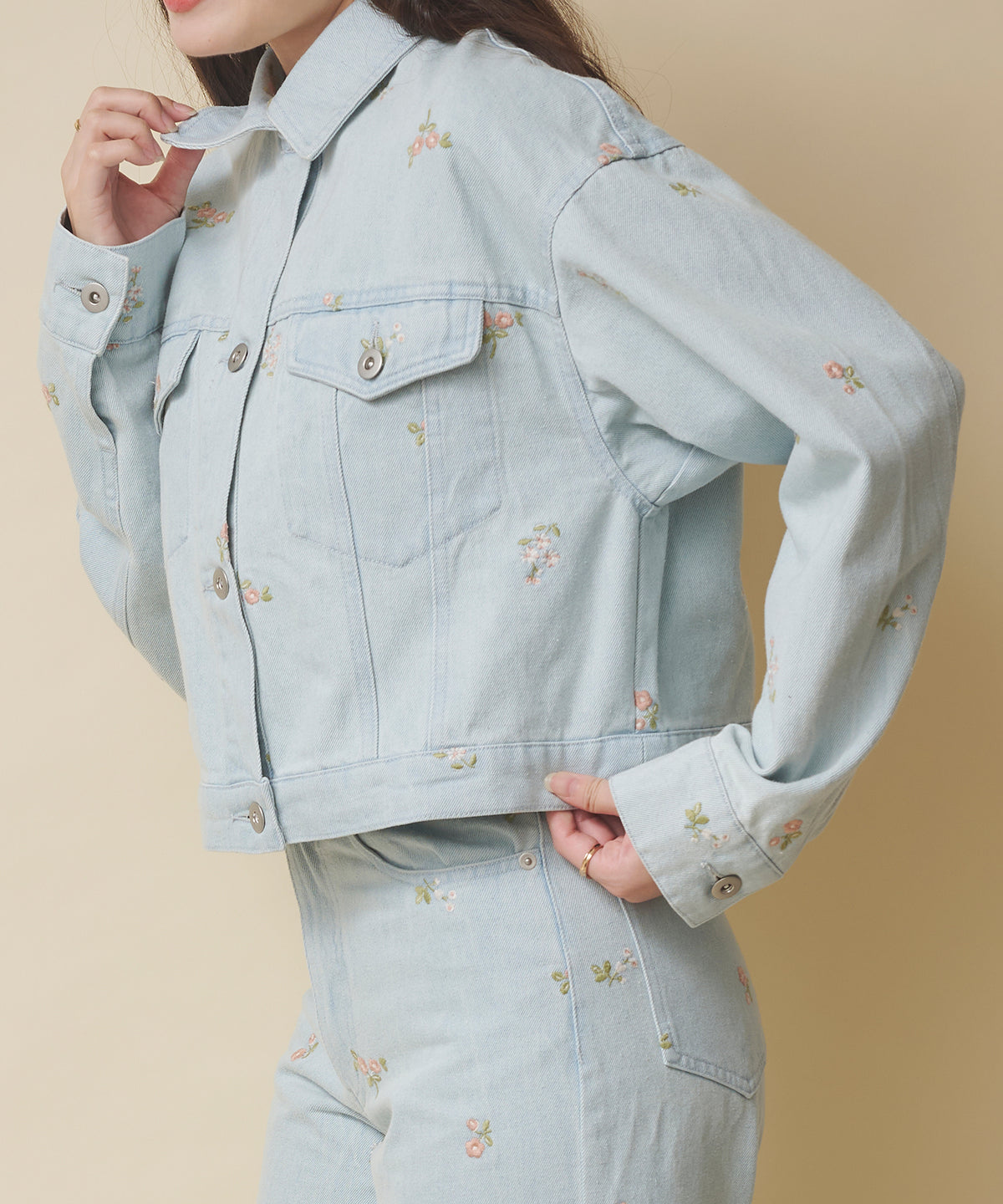 エンブロイダリーデニムジャケット Ditsy Floral Embroidery
