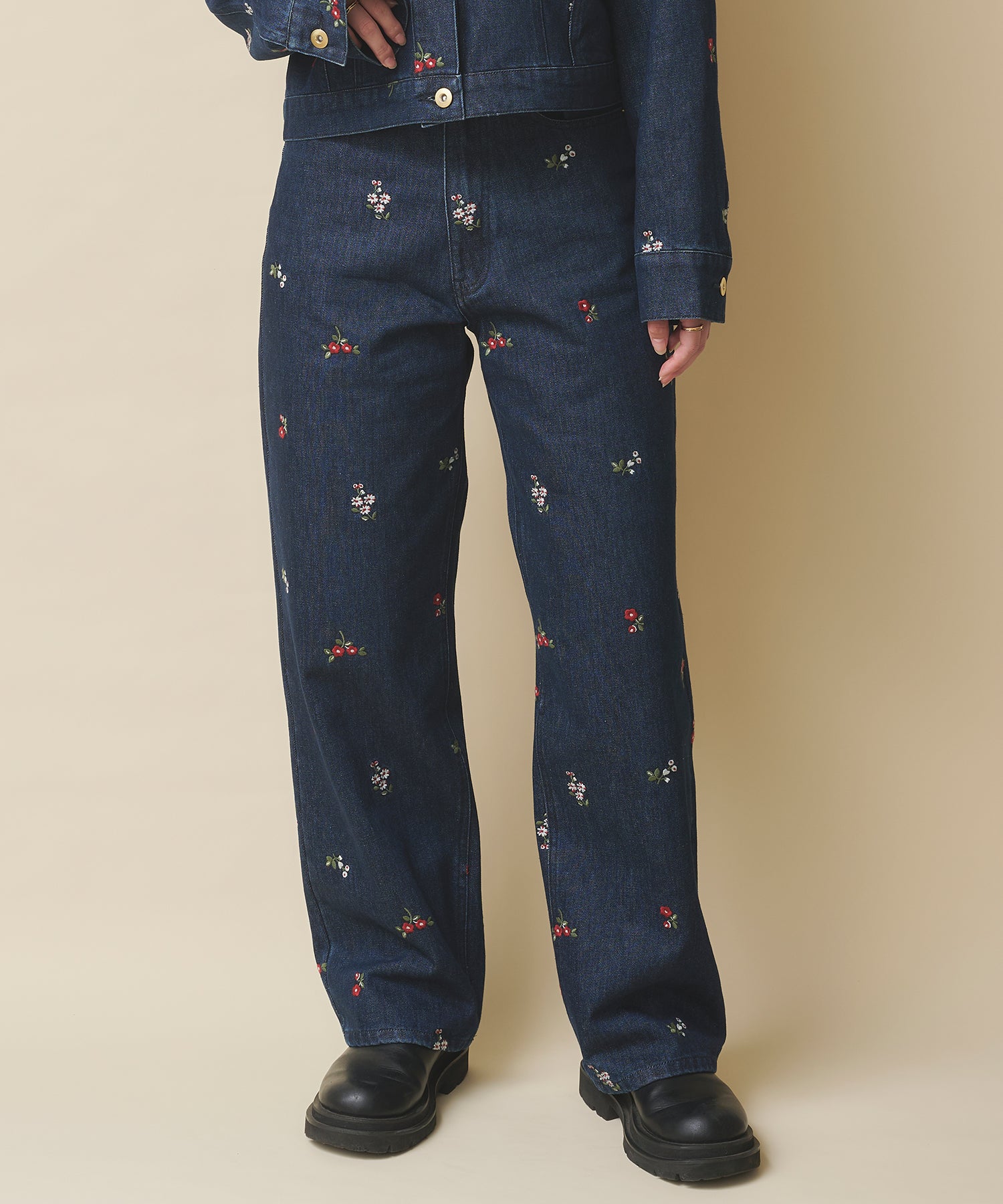エンブロイダリーデニムパンツ Ditsy Floral Embroidery | Cath
