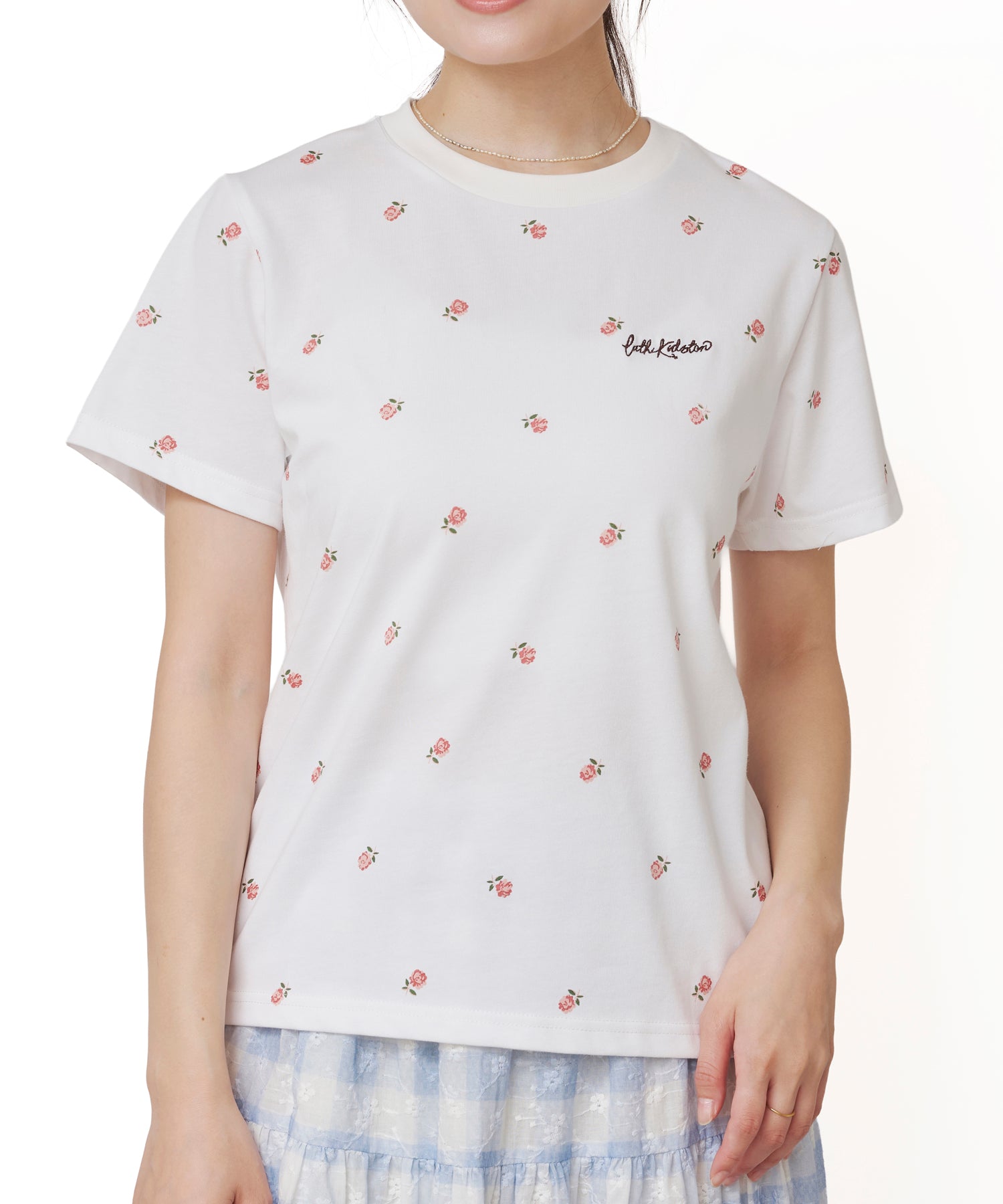 フラワープリントベーシックTシャツ Rose