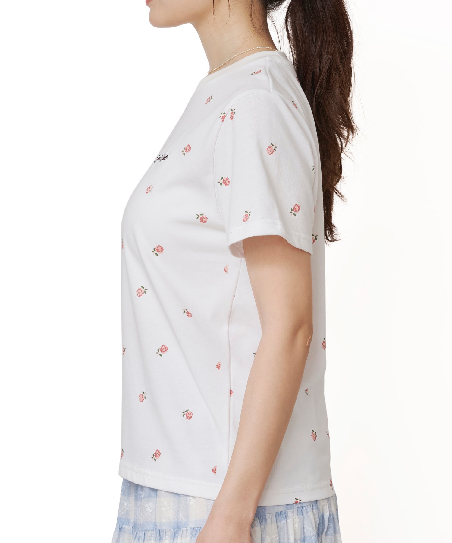フラワープリントベーシックTシャツ Rose