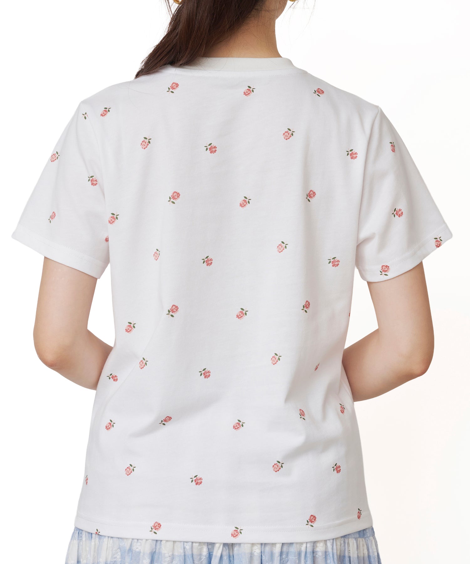 フラワープリントベーシックTシャツ Rose