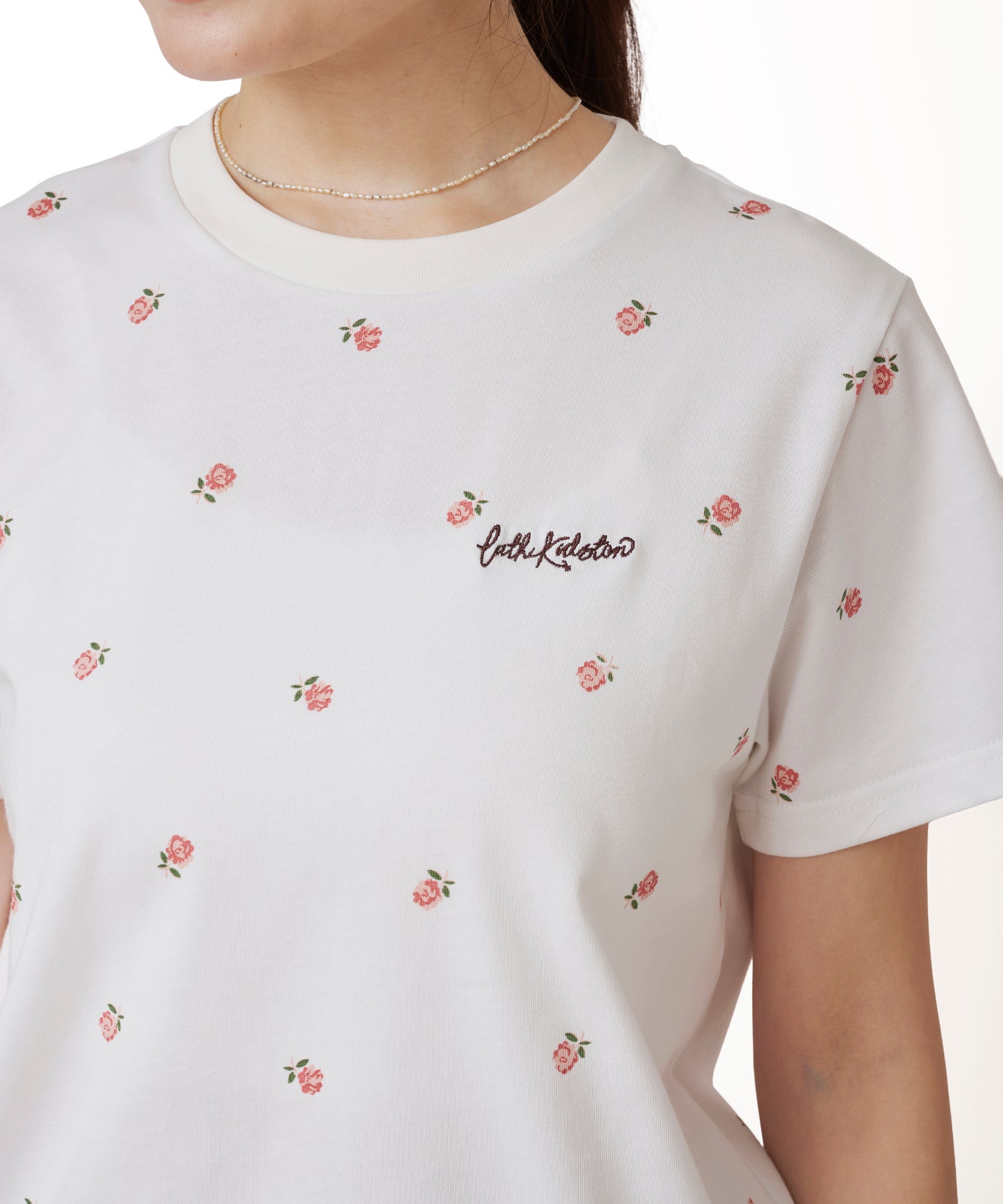 フラワープリントベーシックTシャツ Rose