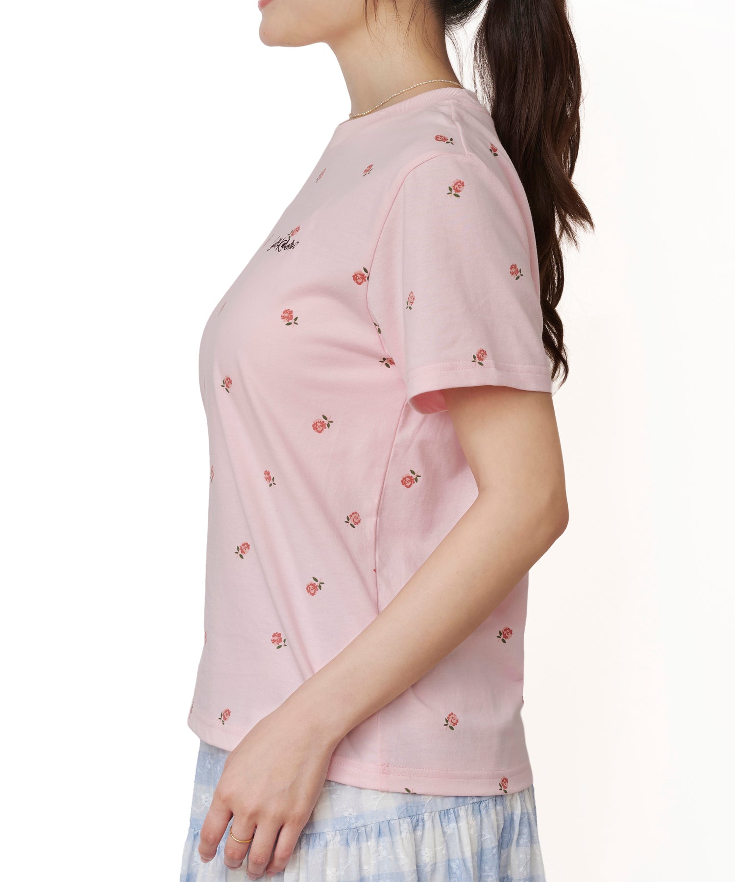 フラワープリントベーシックTシャツ Rose