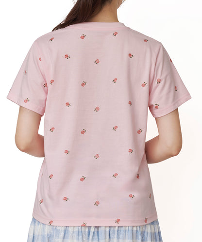 フラワープリントベーシックTシャツ Rose