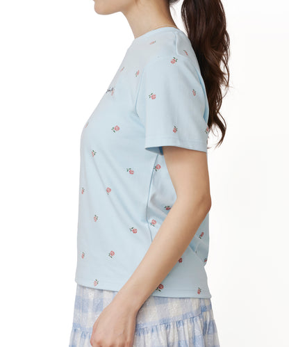 フラワープリントベーシックTシャツ Rose