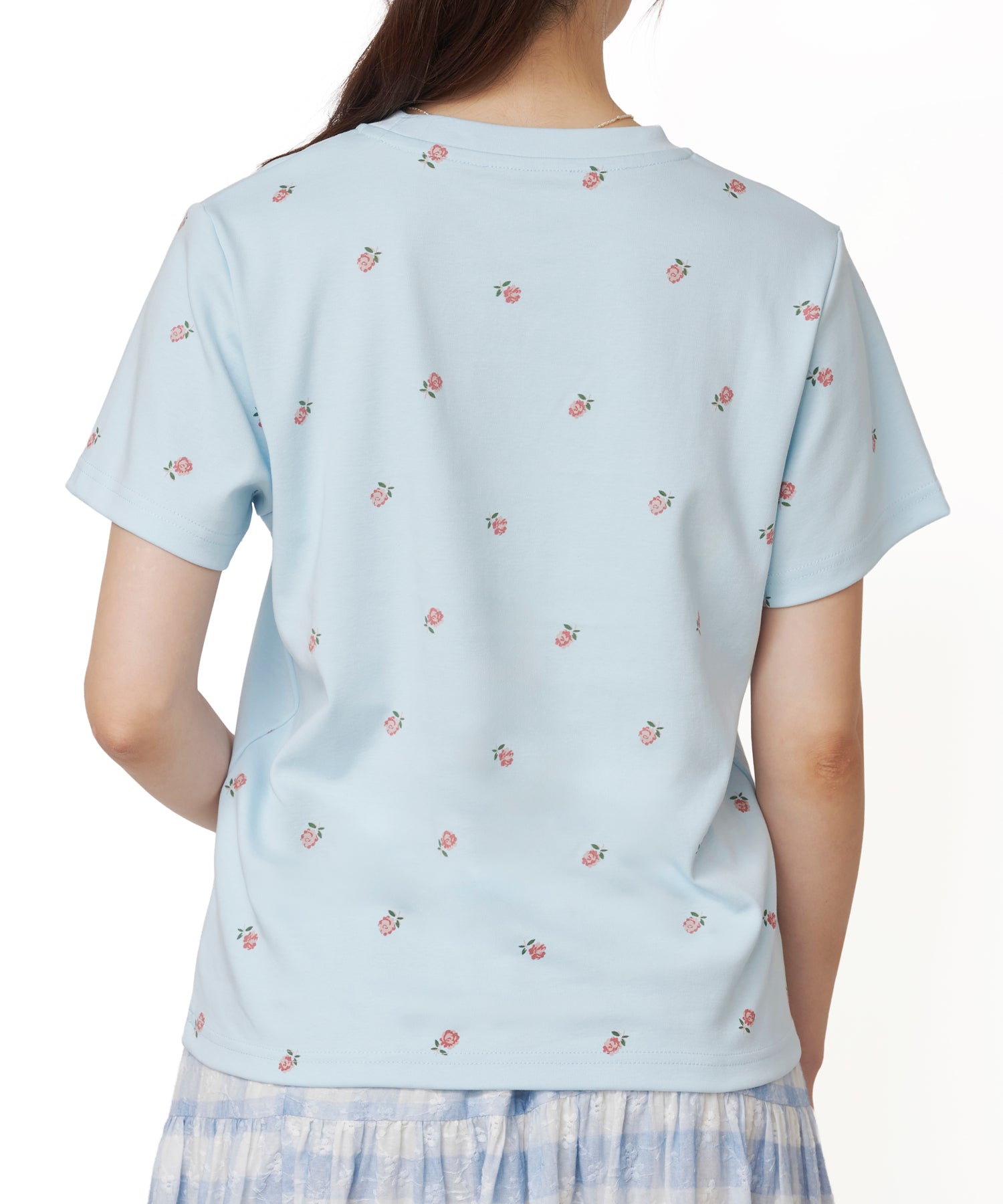フラワープリントベーシックTシャツ Rose