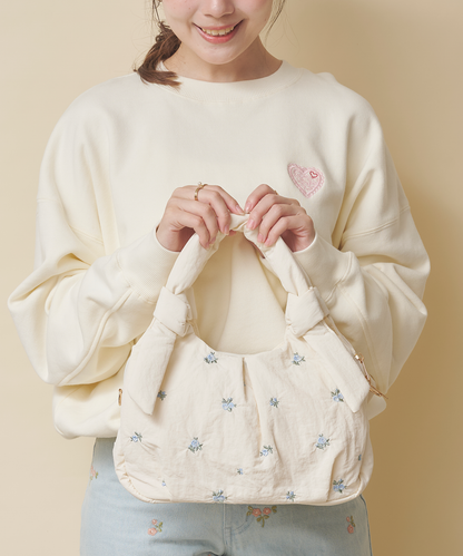 リボンハンドルエンブロイダリーバッグ Floral Garden Embroidery