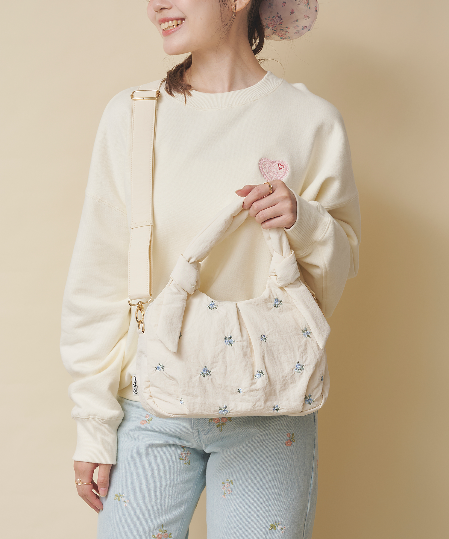 リボンハンドルエンブロイダリーバッグ Floral Garden Embroidery