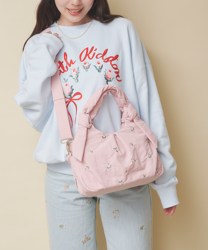 リボンハンドルエンブロイダリーバッグ Floral Garden Embroidery