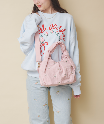 リボンハンドルエンブロイダリーバッグ Floral Garden Embroidery