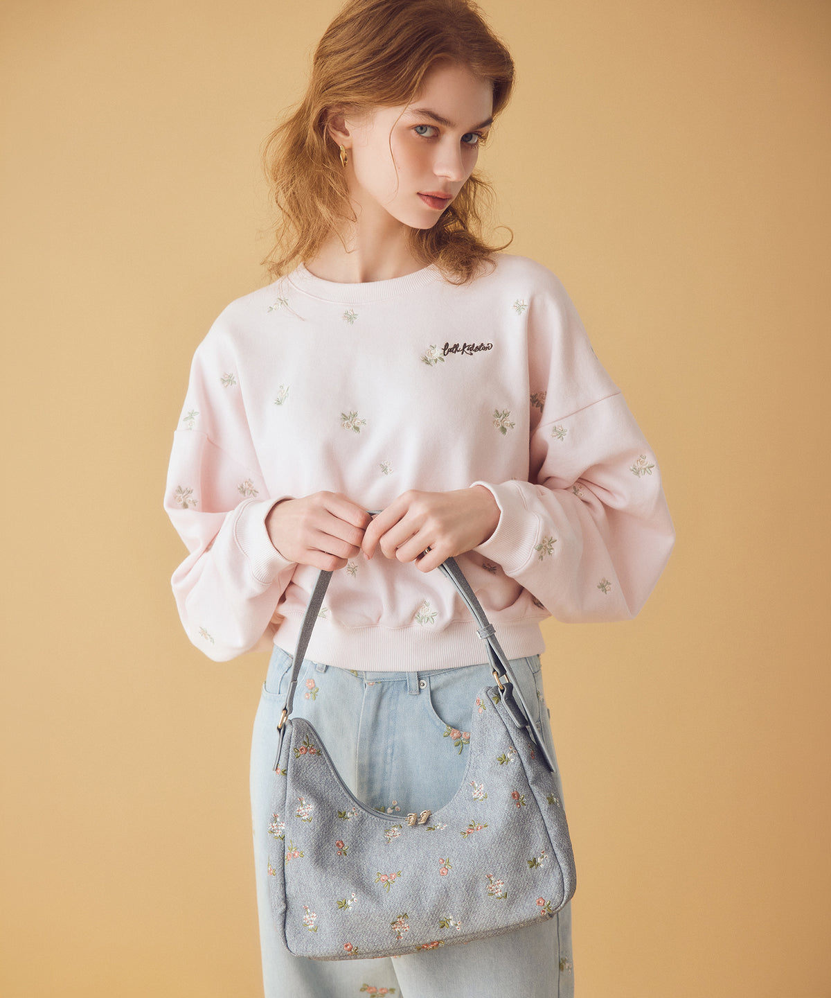 エンブロイダリーデニムバッグ Ditsy Floral Embroidery