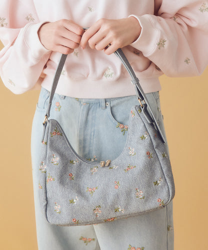 エンブロイダリーデニムバッグ Ditsy Floral Embroidery
