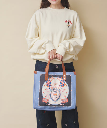レザーハンドルスクエアトートバッグ