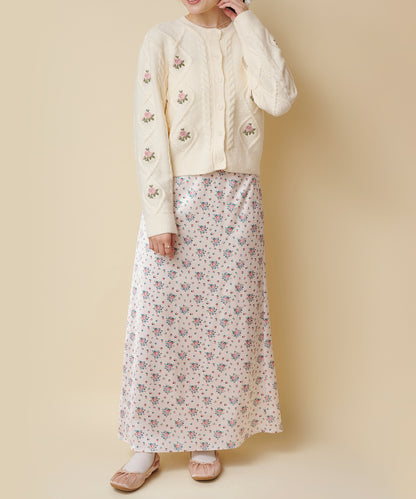 ニットケーブルカーディガン Floral Garden