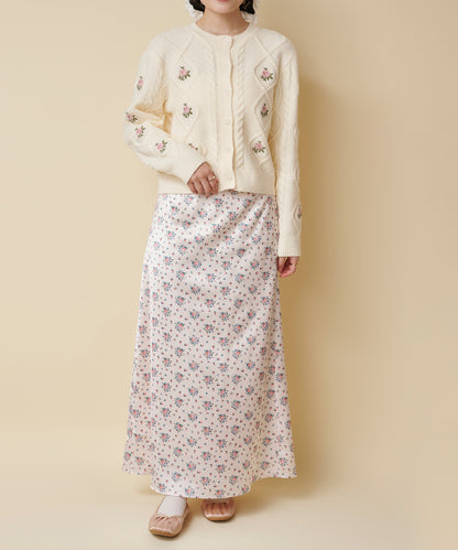 ニットケーブルカーディガン Floral Garden