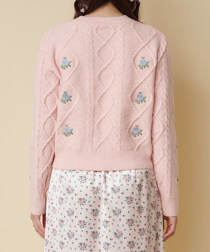 ニットケーブルカーディガン Floral Garden