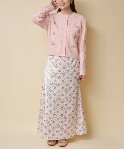 ニットケーブルカーディガン Floral Garden