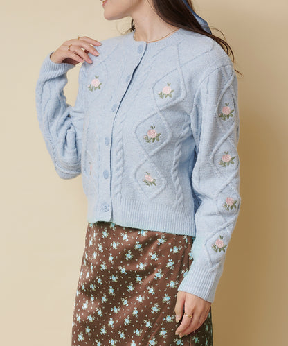 ニットケーブルカーディガン Floral Garden
