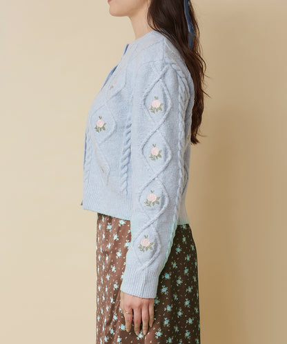 ニットケーブルカーディガン Floral Garden