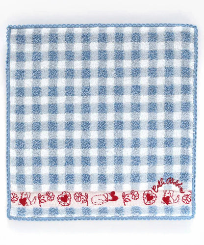 チェック＆ハートモチーフタオルハンカチ