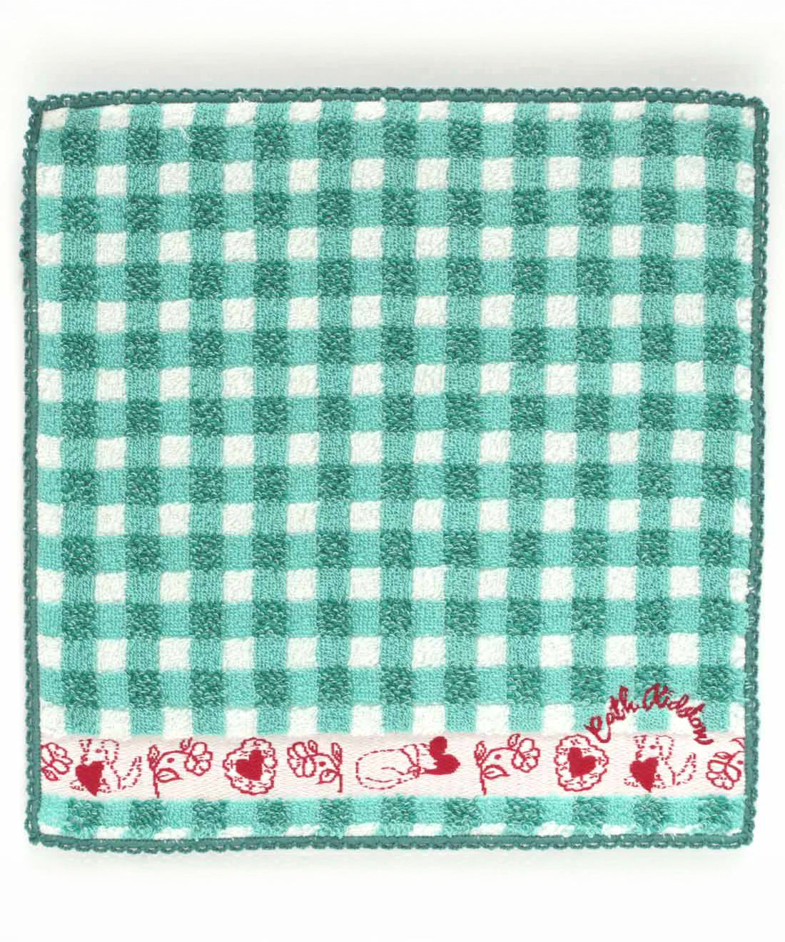 チェック＆ハートモチーフタオルハンカチ