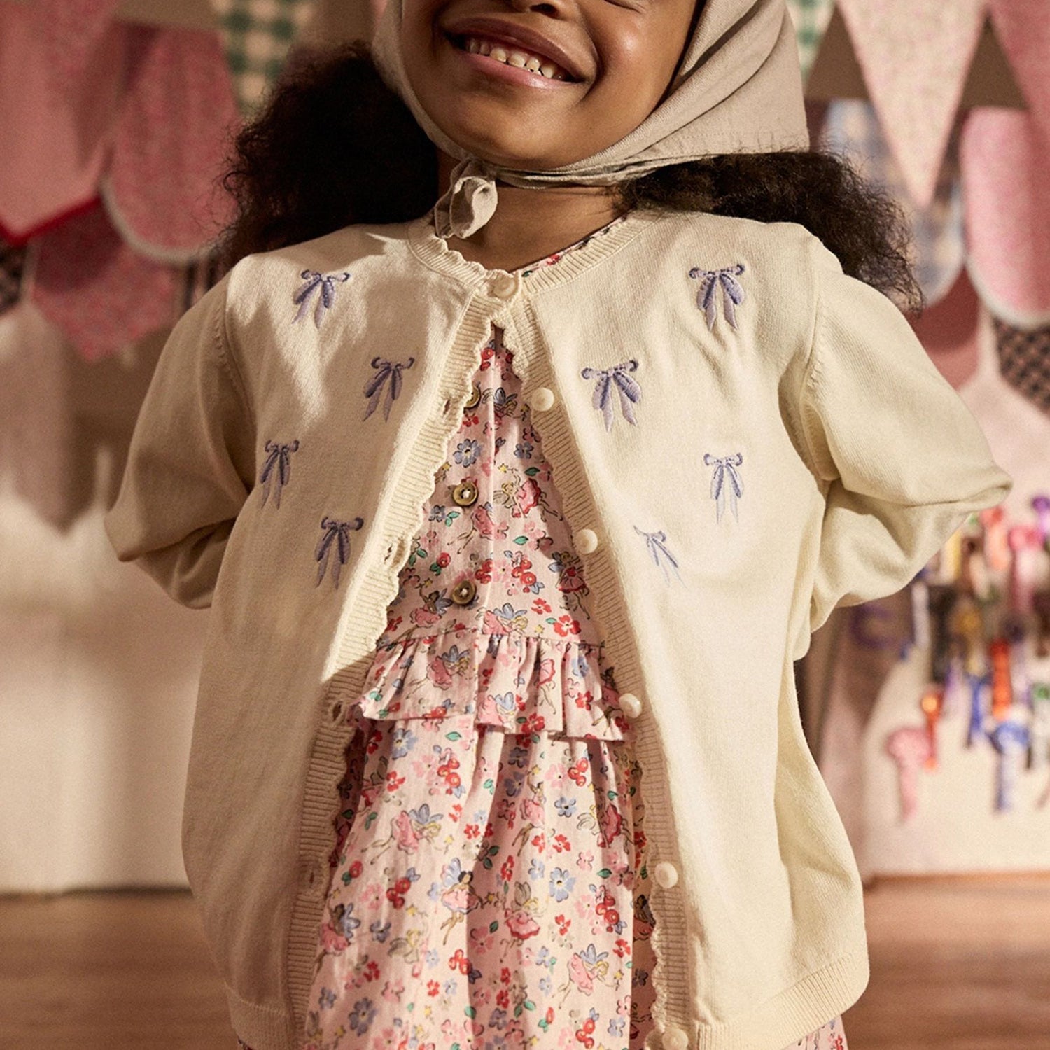 キッズ ニット カーディガン Bow