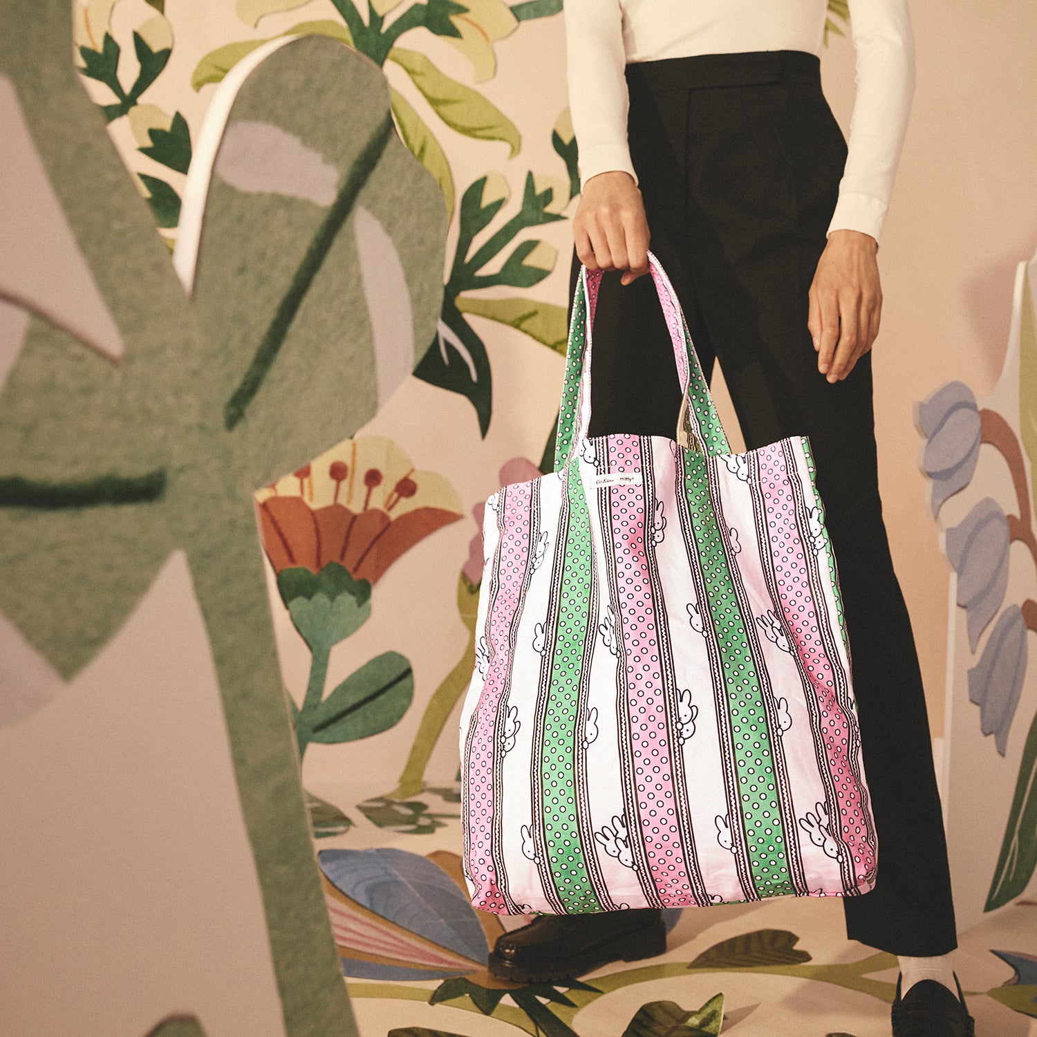 ミッフィー ショッパー Miffy Drawn Stripe