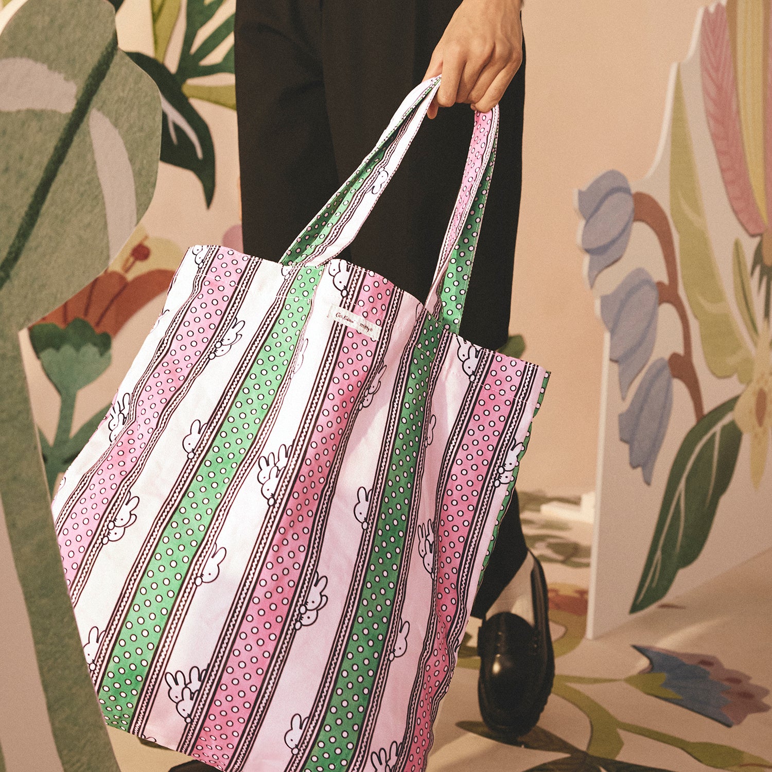 ミッフィー ショッパー Miffy Drawn Stripe
