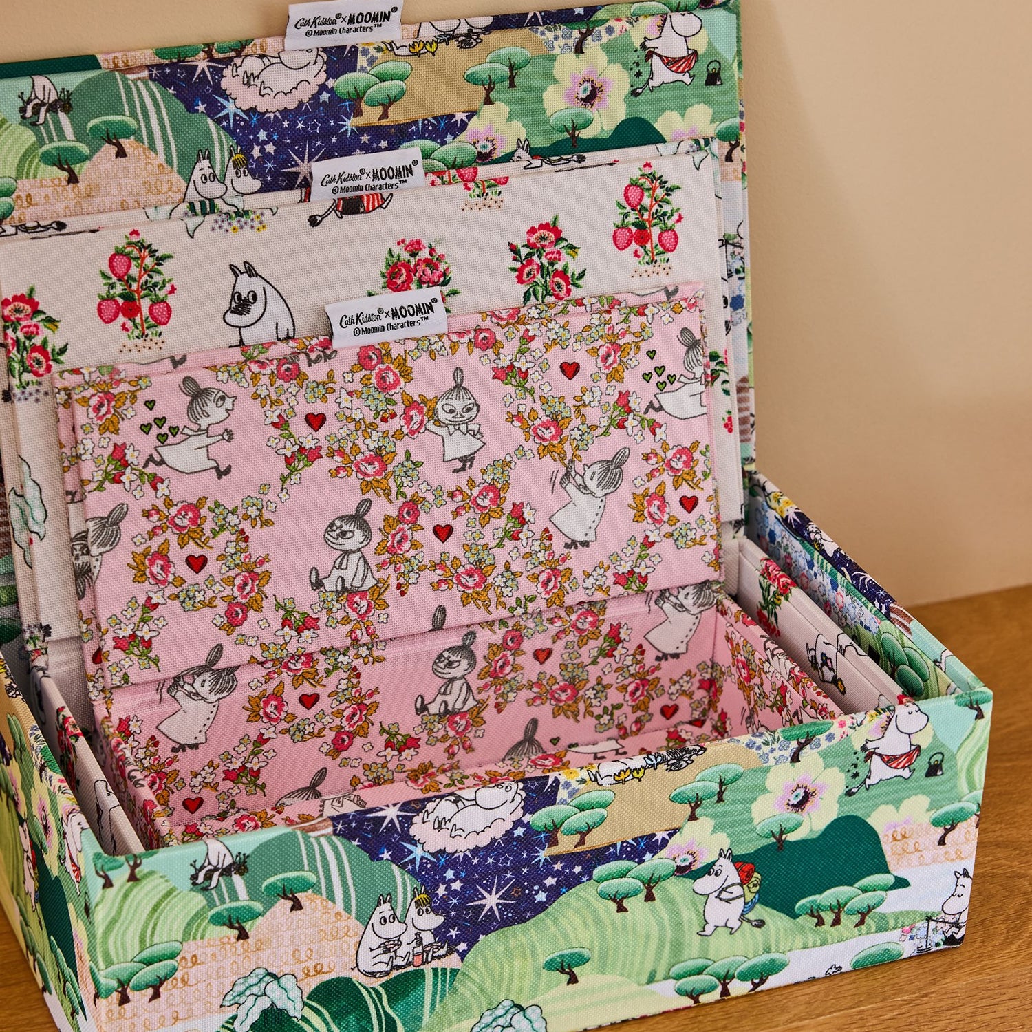 キャスキッドソン　小花柄　パッチワーク柄　ストレージボックス大小２個セット キャスキッドソン 小花柄 パッチワーク柄 ストレージボックス大小2個