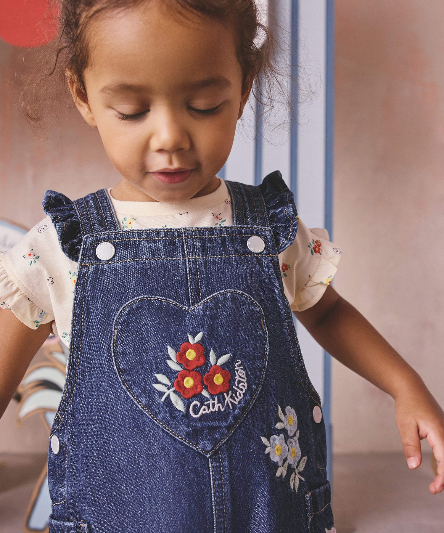 キッズ トップス ＆ サロペット セット Button Block Floral | Cath