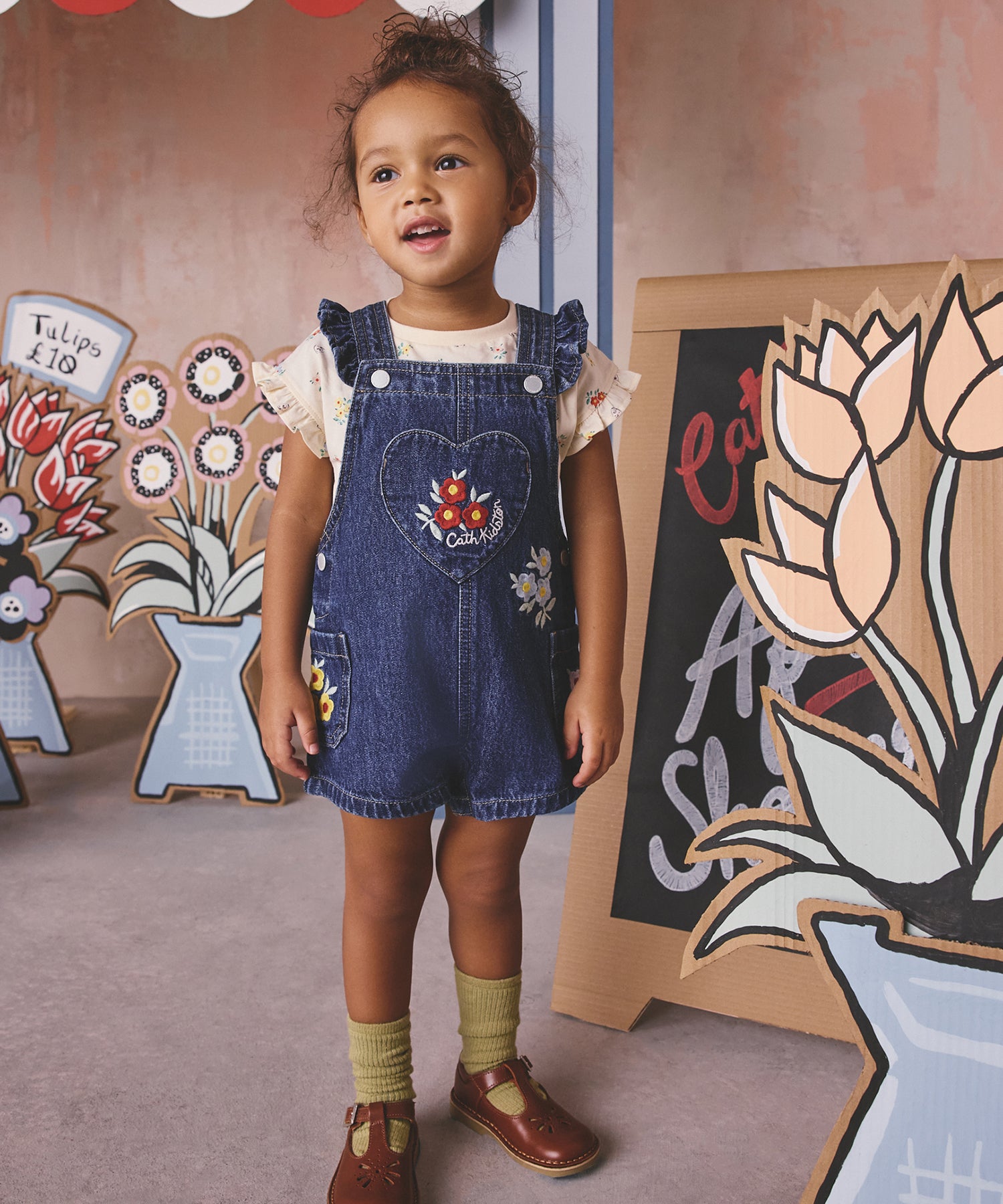 キッズ トップス ＆ サロペット セット Button Block Floral