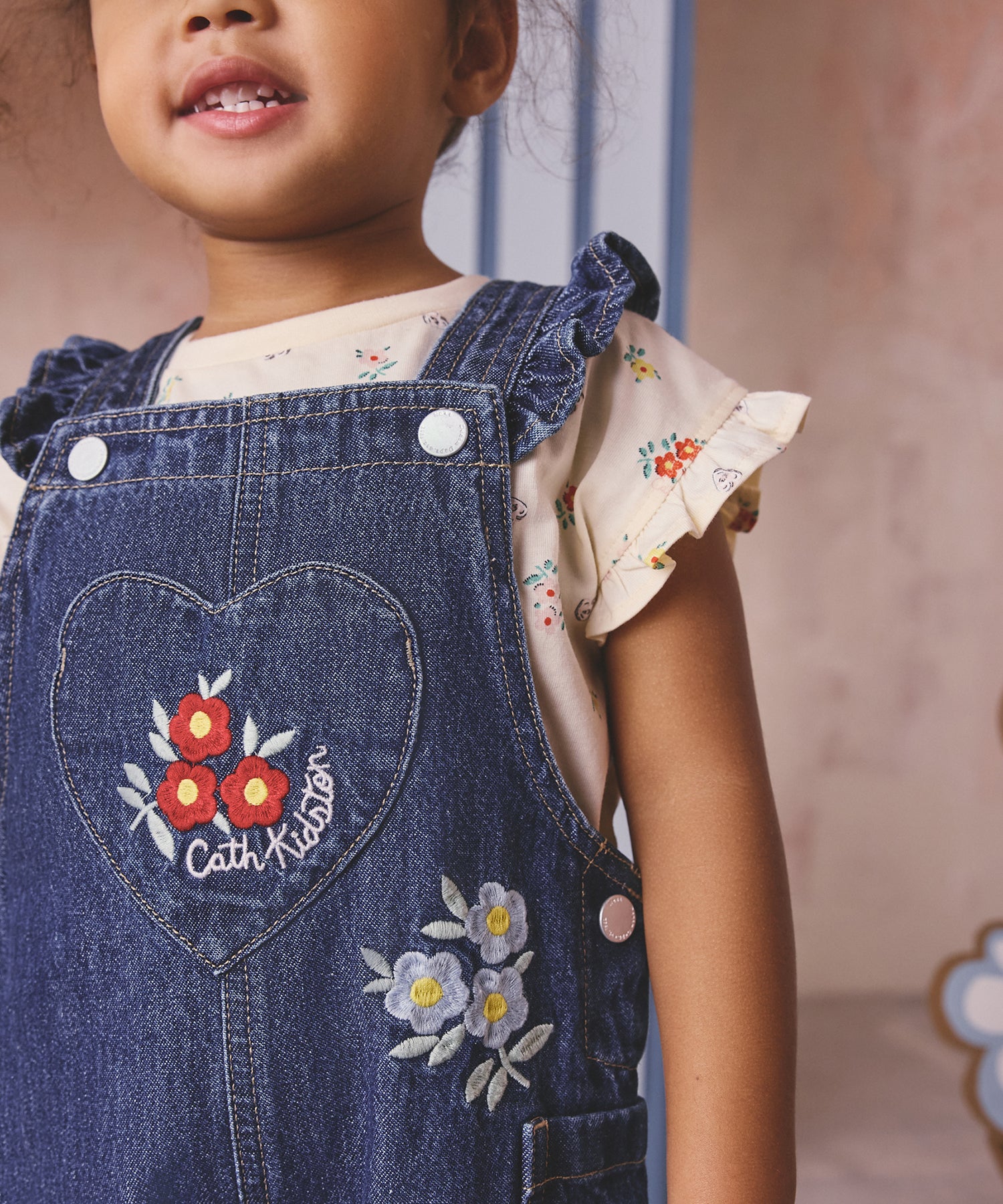 キッズ トップス ＆ サロペット セット Button Block Floral | Cath