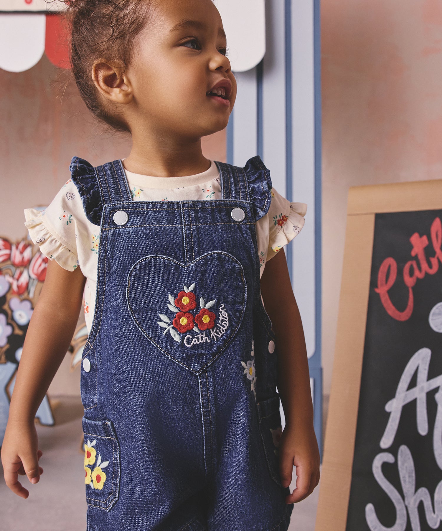 キッズ トップス ＆ サロペット セット Button Block Floral